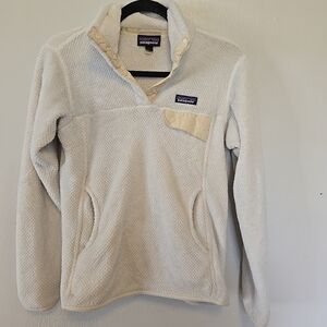 Patagonia Re-Tool Snap-T Fleece Pullover Raw Linen White Womens S